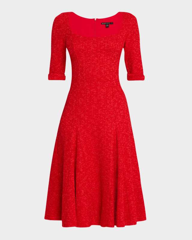 Norina Godet Shimmer Tweed Dress